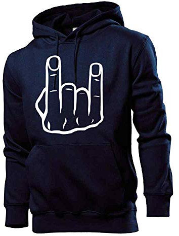 Generisch Mano Cornuta Faust - Felpa da uomo con cappuccio blu navy L