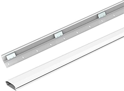 conecto 1,00 m Aluminium Kabelkanal zum Kleben oder Schrauben mit 3M Klebeband, weiß
