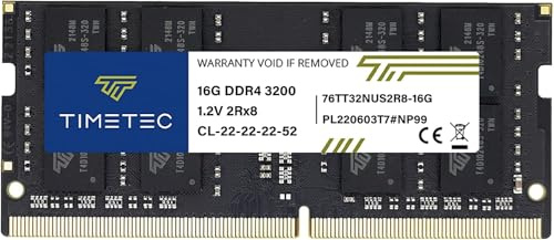 Timetec 16GB DDR4 3200MHz PC4-25600 Non-ECC Unbuffered 1.2V CL22 2Rx8 Dual Rank 260-pin SODIMM Kompatibel med AMD och Intel Gaming Laptop Notebook PC Datorminne Minne RAM-modul