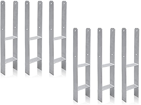 Lospitch H-Pfostenträger 6 Stück H-anker Pfosten 101mm 600mm Länge, Materialstärke 4.7mm Vierkantholzpfosten 101 x 600 x 60 mm