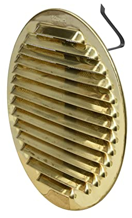 La Ventilazione GOTTU160R Griglia di Ventilazione Tonda Universale con Molle, in ottone naturale, diametro 175 mm