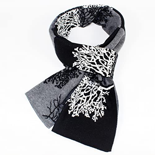 KUNIUO Winter Design Luxus Herren Kaschmirschal Weihnachtsbaum Warme Marke Hochwertige Seidenschal Herrenschals-C1,W 180Cm L 30Cm