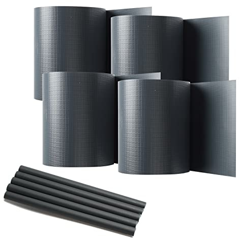 Fiqops 4X PVC Sichtschutzstreifen, 140m x 19cm Windschutz & UV-bestädig Sichtschutzfolie inkl. 120 Befestigungsclips, perfekt für Doppelstab Mattenzaun, Anthrazit