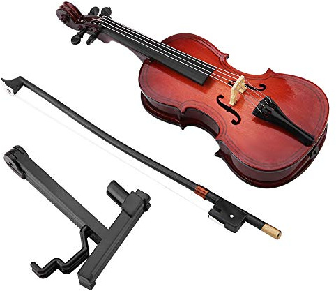 Tbest 5.5in Wooden Miniature Cello Model with Case and Stand, Instrument Ornaments and Musical Gifts