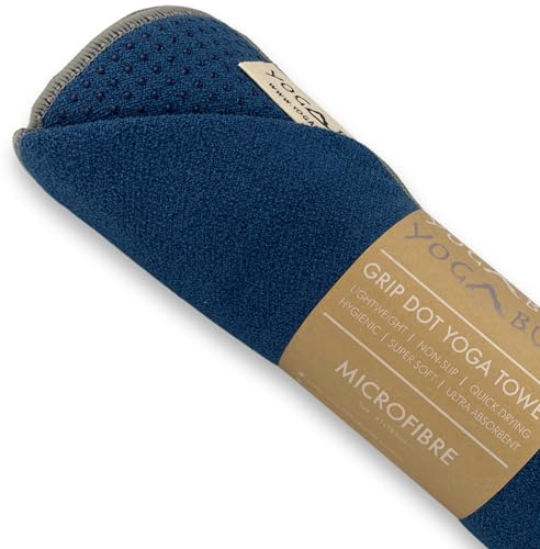 Yogabum Grip Dot - Toallas para esterilla de yoga, antideslizantes, toalla de yoga ecológica (azul marino)
