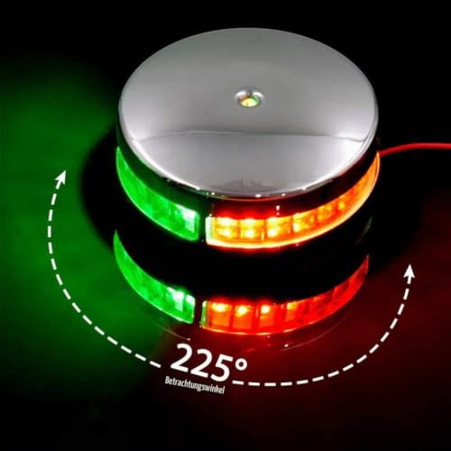 LED-Bootslichter, Bootslicht, Zweifarbiges Buglicht, LED-Navigationslichter, Wasserdichter Edelstahl, Rote und Grüne Segellichter