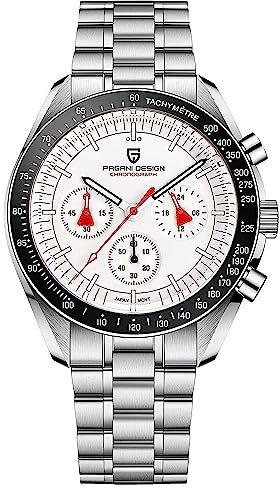 RollsTimi PD 1701 Orologio Uomo VK63 Orologio al Quarzo Cinturino in Acciaio Inox 100 Metri Resistente all'Acqua Elegante Sport Business Elegante Orologi Regalo da Uomo.
