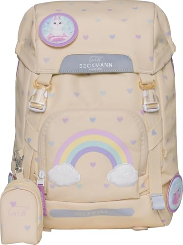 Beckmann, Schulrucksack Classic Yellow Heart, Grundschule, 1. Klasse, ergonomisch, inkl. Regenüberzug, 22L, Yellow