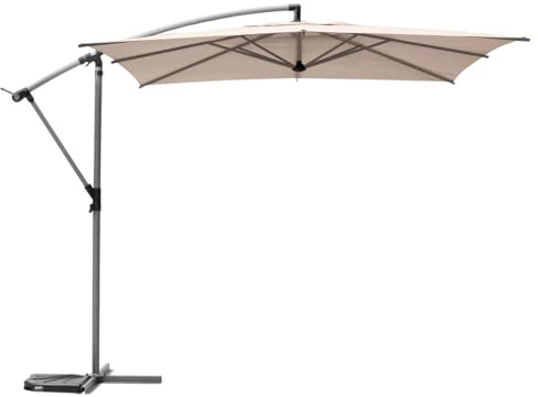 Hespéride - Parasol Déporté Carré Manoa Blé 2,5 x 2,5 m Anti-rouille Rotation 360° Protection Soleil, Intempéries pour Jardin, Terrasse