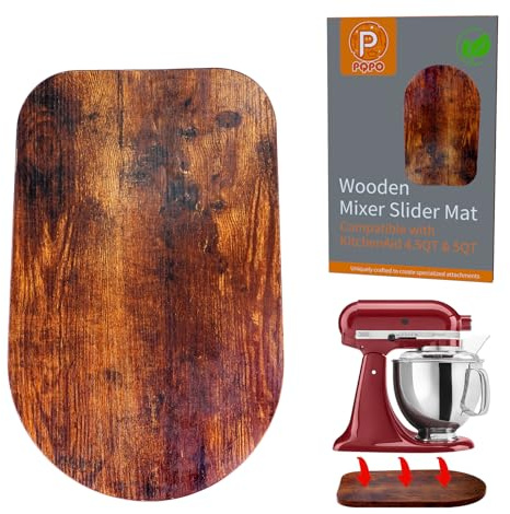 Holz Gleitmatte für Kitchen Aid 4.5/5Qt Standmixer mit 4 Silikon Küchenwerkzeugen