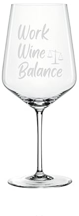 Spiegelau & Nachtmann Style Weinglas 630ml mit Gravur Work Wine Balance - Witziges Geschenk für Weinliebhaber - Glas mit Spruch - Geburtstagsgeschenk für Sie & Ihn (Balance)