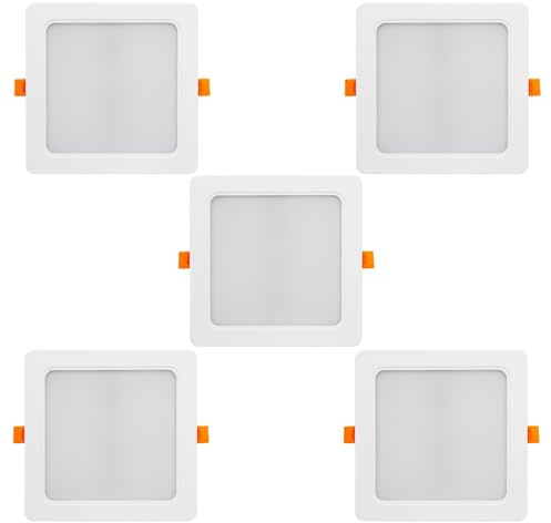 Maclean MCE374 S LED Licht-Panel Einbaustrahler 5-er Pack Deckenstrahler Deckenspot Deckenleuchte Decken-Strahler Einbauleuchte (5-er Pack 18W Einbaustrahler, Eckig)