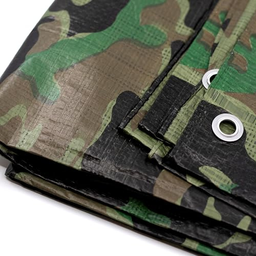 Tarnplane Abdeckplane 4x5m Wasserdicht Gewebeplane mit Ösen Gartenplane Camouflage Plane für Outdoor & Garten Holz Schutzplane Camping & Survival Ausrüstung Bauplane Zeltplane Reißfest + 1 Bildmagnet!