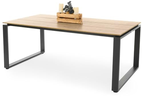 di volio Gartentisch Giovo in Holzoptik, aus Aluminium, 180x100x75 cm, Gartentisch - wetterfest & langlebig, für Indoor und Outdoor