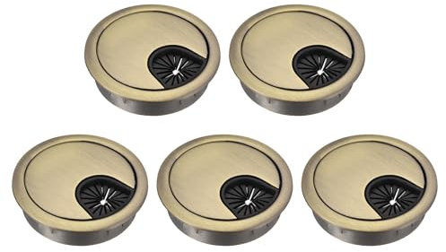 sourcing map 5Pcs Cable Hole Cover 2 Inch Zinc Alloy Desk Cable Wire Cord Grommet Hole Cover for Office Computer Desk Wire Organizer, Bronze