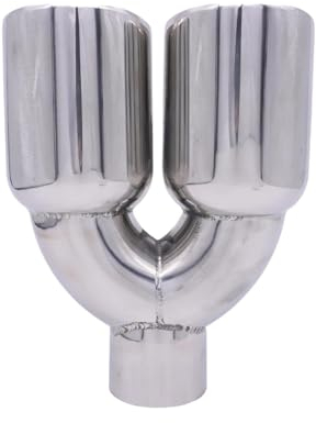UTOYA Endrohr Auto Universal Edelstahl 2,5 Zoll Einlass 89/101mm Auslass Für Doppel Wand Doppel Outlet 63MM Auspuff Spitze Auspuffrohr(Farbe:63-101MM Silver)