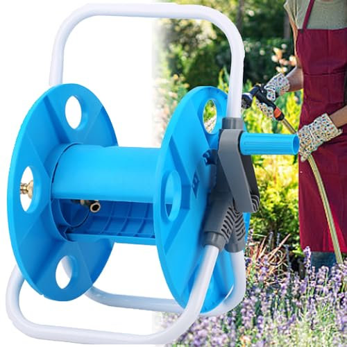 SQAQS Avvolgitubo per Tubo 1/2 45 M, Carrello Bobina Riavvolgitubi, Design Compatto, Corpo Dell'avvolgitubo Leggero e Robusto, Comodo Trasporto e Stoccaggio, Impedisce la Deformazione del Tubo