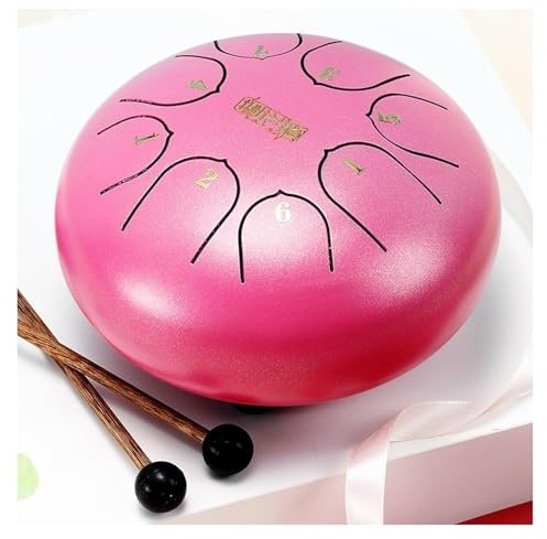 Rain Drum For Outside Garden 6 Inches 8 Notes, Steel Tongue Drum, Chakra Drum For Rain Outdoor, Zen Drum(Pink)