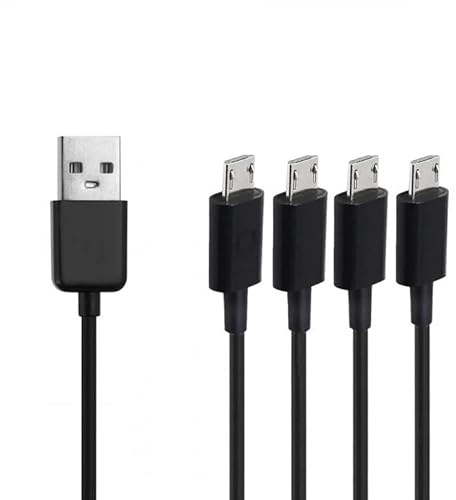 LIWEARE 4-in-1 Micro USB Splitter Ladekabel mit USB 2.0 Typ A auf 4 Stecker Adapterkabel (3.3ft, Schwarz)