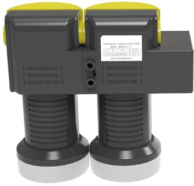 Digital Universal Satellite Twin LNB monoblock15 degree with 2 F Connector for Direct Connection of 2 Satellite Receivers, Suitable for 3D SD HD FullHD UHD 4K, black color