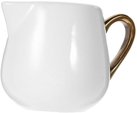 SHOWERORO Jarra De Leche De Cerámica Blanca Grande Asa, Taza Para Espumar Café y Crema, Adecuado Para Cafeterías y Restaurantes, Contenedor Práctico Para Servir Leche