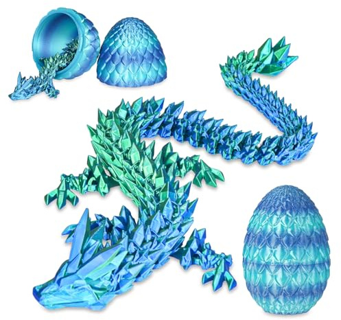Überraschungs-Drachenei mit Drache im Inneren Geschenke für Kinder und Erwachsene 3D-gedrucktes Fidget-Spielzeug perfekt für Weihnachten Ostern Geburtstage Deko Stressabbau(Meeresblau, Mittel)