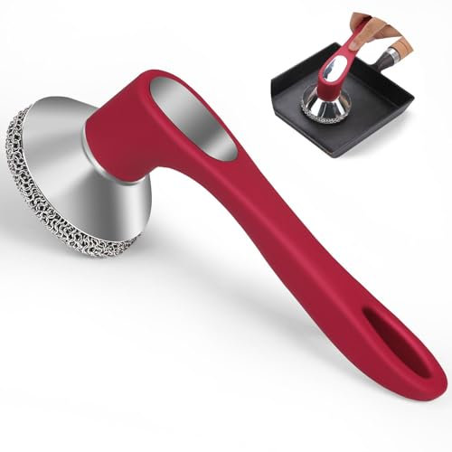 Cast Iron Cleaner Scrubber with Long Handle - Welded Fine Chain Mail Cast Iron Scrubber Brush-Chainmail Sponge Scrub Cleaning Tool to Clean Skillets, Pan,Griddle, Wok, Dutch Oven