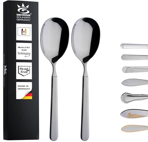 Gehring Solingen Empire Vorlegelöffel 2er Set I Edelstahl Besteck I Servierlöffel für Gemüse, Beilagen und Salate I spülmaschinengeeignet I Made in Germany