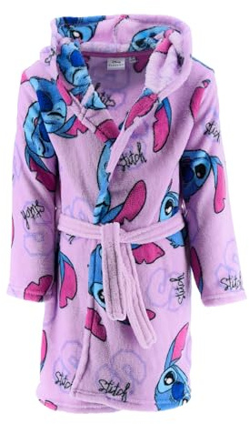Disney Stitch Robe de Chambre pour Fille, Robe Doux Motif Stitch Peignoir en Polaire Velours, Tailles 4 à 12 Ans (FR/ES, Âge, 6 ans, Taille normale, Lila)