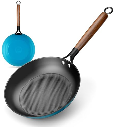 YUTANN Gusseisenpfanne, Bratpfanne aus Massivem Gusseisen (Blau, 20 CM)