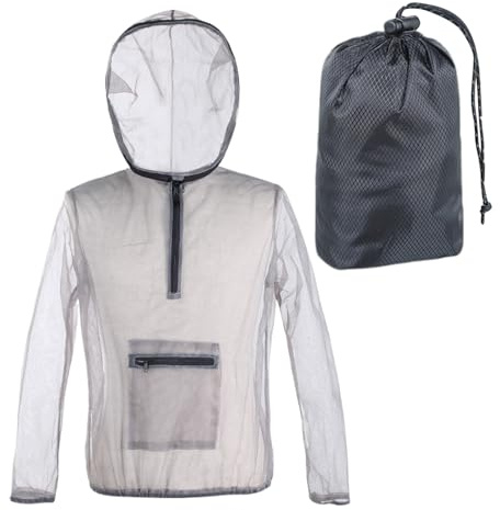 Erconsso Indumenti Protettivi Anti Moscerini - Abbigliamento Anti Insetti Volanti,Giacca con Cappuccio Mesh Traspirante per Uomo Donna Adulti Escursionismo Pesca All'aperto