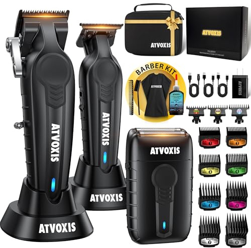 ATVOXIS Hair Clippers for Men Professional, Barber Clippers and Trimmers Set, Cordless Hair Clippers, Hair Cutting Kit, Barber Kit, Haircut Kit, Maquina para Cortar Pelo De Hombre
