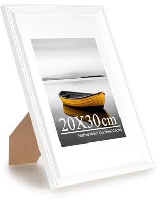 Baoee 20x30 Weiß Bilderrahmen ， Fotorahmen mit Acrylglas, Posterrahmen