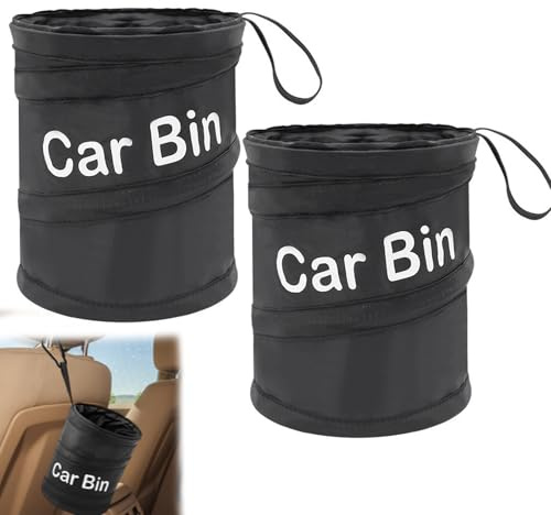 2 Pack Collapsible Car Bin, Universal Portable Garbage Storage, Water Resistant Rubbish Bin for Front Back of Car Garbage Litter Storage and Collection Keeping Auto Motor Tidy