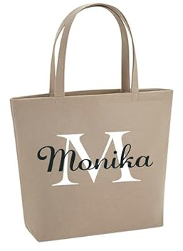 WriteFusion Personalisierte Filztasche mit Initialen & Name - große Buchstabe & Wunschname bedruckt Nachhaltige Geschenk-Tasche Filz-Beutel Einkaufstasche Strandtasche
