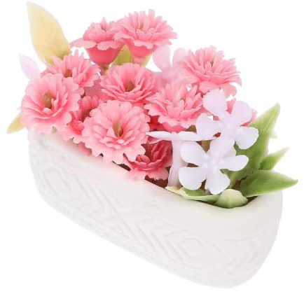 Cabilock Miniature Flowerpot Ornament Tiny Dollhouse Decoration Realistic Mini Potted Flower for Doll Houses Bonsai Shelf Car Dashboard Collectors