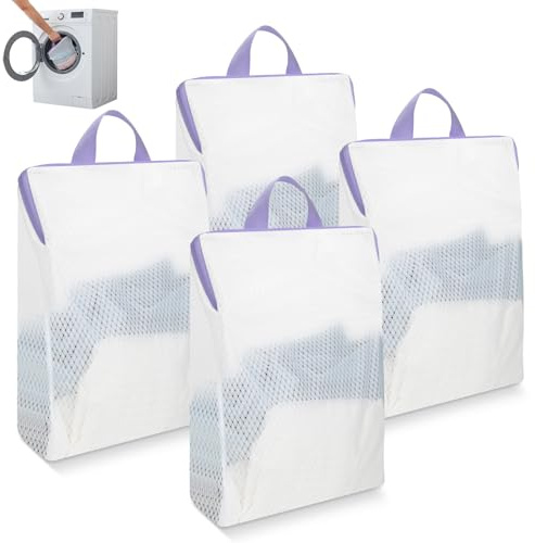Romon Lot de 4 Sacs à Linge avec Sangle, 30x40 cm - Maille Fine et Résistante - Protection pour Soutiens-gorge, Sous-vêtements, Pulls - Pour Machine à Laver et Voyage