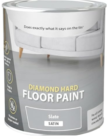 HOCHSTE® Diamond Hard Floor Paint, Easy-To-Apply, Long-Lasting Protective, Perfect For Homeowners, Kitchens, Hallways, DIY Enthusiasts, Scuff And Scratch Resistant, Slate Satin, 750ml