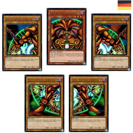 Exodia-Set - Alle Teile + Kopf (5 Karten) - Ultra Rare - Deutsch - Unlimited - YGLD - Yugioh - mit RC-Fieldcenter