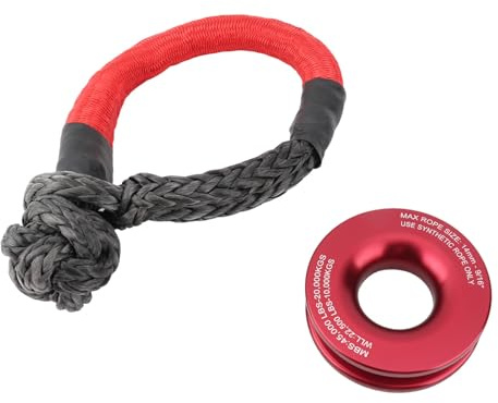 Tbest Rope Retention Pulley Soft Shackle Winch Snatch Recovery Ring High Toughness Aluminum Alloy Nylon for Off Road ATV UTV Trailer Truck SUV 4x4