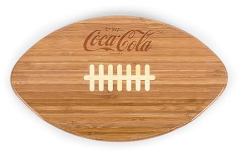 Picnic TIME Coca-Cola Touchdown! Football Cheese Board - Novelty Charcuterie Board - Serving Platter - Cheese Boards Charcuterie Boards - Wood Cutting Board, (Bamboo)