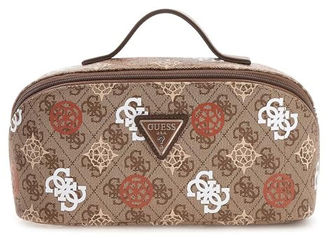 GUESS Kosmetiktasche Eliette Logo Cosmetic Travel Bag Latte Logo/Ginger Hellbraun