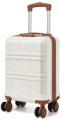 Kono Valise Cabine Ryanair 15 Pouces 40x30x20, Petite Valise à Roues Amovibles, Bagage à Main Approuvé par la Compagnie Aérienne pour sous Le Siège, Trolley Léger à Coque Dure ABS+PC (Blanc Crème)