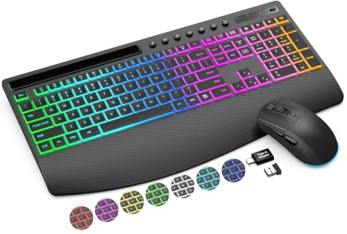 Trueque Wireless Keyboard and Mouse Combo, 4000mAh Battery, Wrist Rest