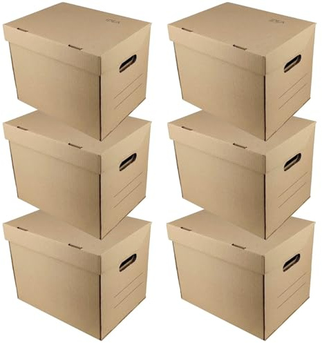 Idea Home STOREA IDEA 6er Set Aufbewahrungsbox A4 Archivbox mit Deckel Pappkarton Umzugskartons Pappe Lagerbox Organisation Dokumente