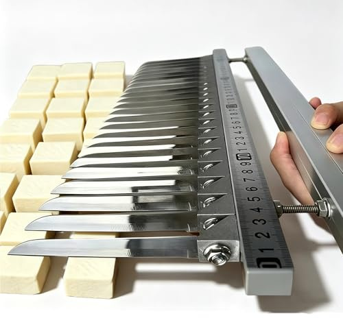 Affettatrice regolabile per tofu in acciaio inox, affettatrice manuale a griglie, affettatrice per alimenti a blocchi, affettatrice per uova staccabile con righello, spaziatura regolabile