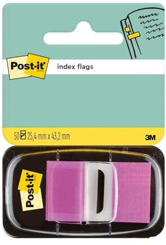 Post-it Index Haftstreifen, 50 Markierstreifen, 25,4 x 43,2 mm, Lila | Zum Markieren, Hervorheben und Farbcodieren Wichtiger Informationen - Haftet Sicher, Beschreibbar, mit Einhand-Spender