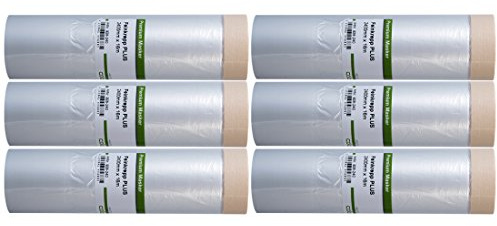 Colorus Kreppband Masker Abdeckfolie mit Klebeband 240 cm x 16 m | Kreppband und Folie in einem: 240 cm breite Abdeckung für Möbel, Fenster und Türen beim Streichen und Lackieren