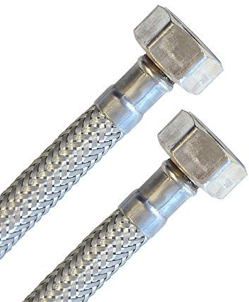 H2O-Flex® Panzerschlauch beidseitig 1/2 Zoll ÜM, Flexschlauch mit 2 x 1/2 Überwurfmutter DN8 für Sanitär Armaturen mit Trinkwasserzulassung 3500mm