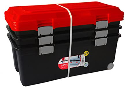 Sundis 77682025 Camper Überseekoffer DIY Rand aus Kunststoff schwarz/rot ,80x40x34 cm , 3 Stück